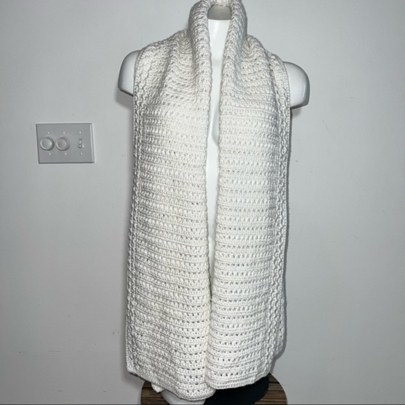 Handmade Handknit Rainbow White Scarf - Picture 1 of 3